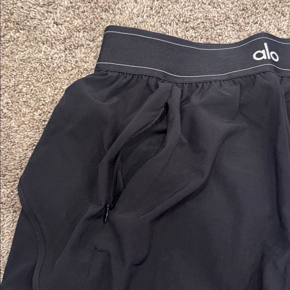 ALO Yoga Women's Black Athletic Shorts- Match Point Short - Picture 6 of 6